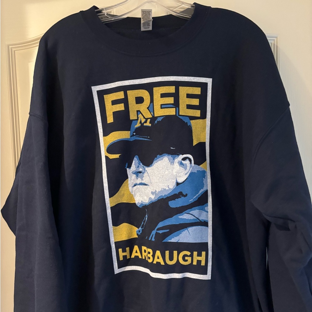 barstool free Harbaugh navy crewneck